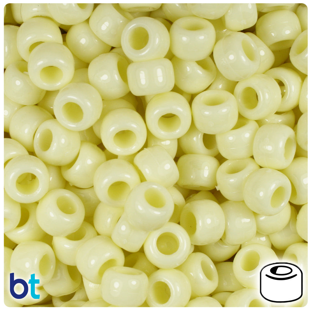 Buttermilk Opaque 9mm Barrel Pony Beads (500pcs)