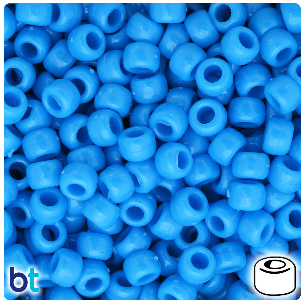 Tropic Blue Opaque 9mm Barrel Pony Beads (500pcs)