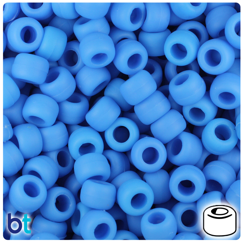 Tropic Blue Matte 9mm Barrel Pony Beads (500pcs)