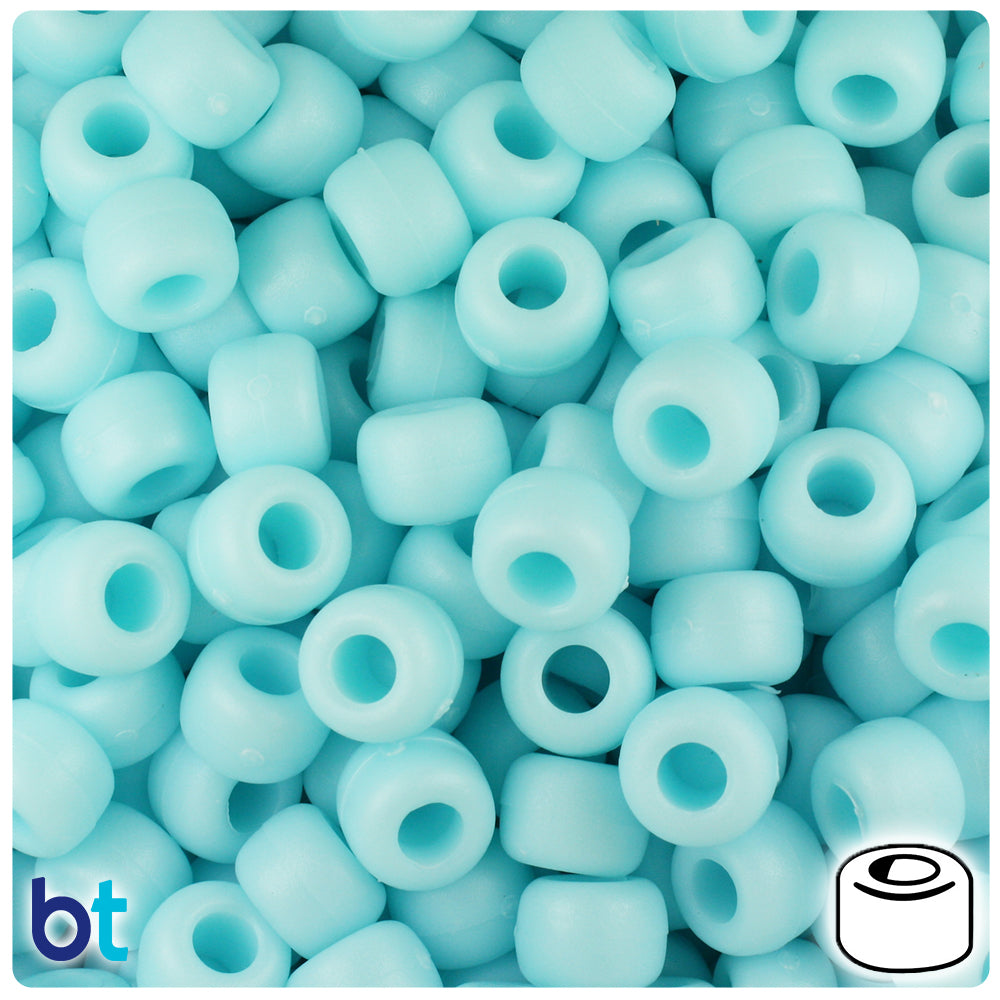 Blue Cloud Matte 9mm Barrel Pony Beads (500pcs)