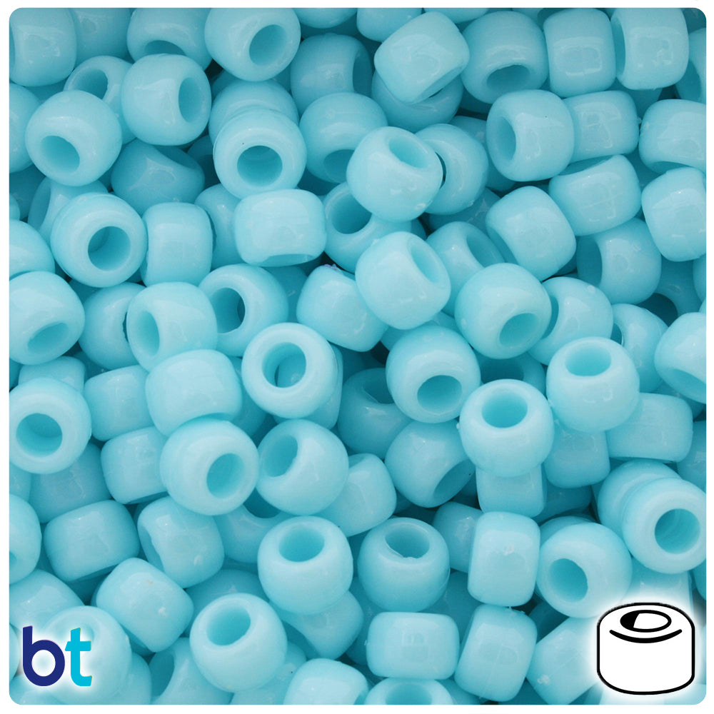 Blue Cloud Opaque 9mm Barrel Pony Beads (500pcs)