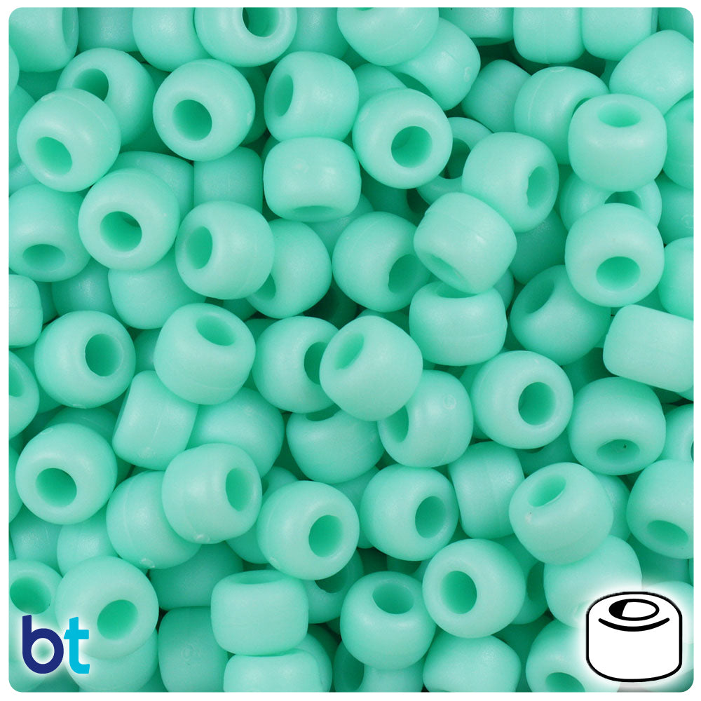 Sea Foam Matte 9mm Barrel Pony Beads (500pcs)