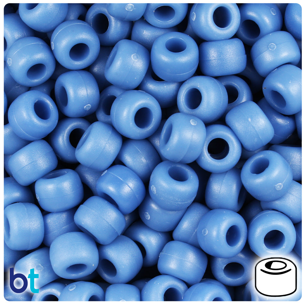 Denim Blue Matte 9mm Barrel Pony Beads (500pcs)