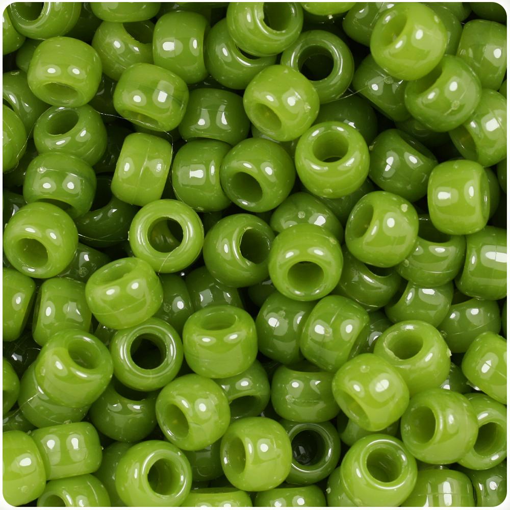 Jade Opaque 9mm Barrel Pony Beads (100pcs)