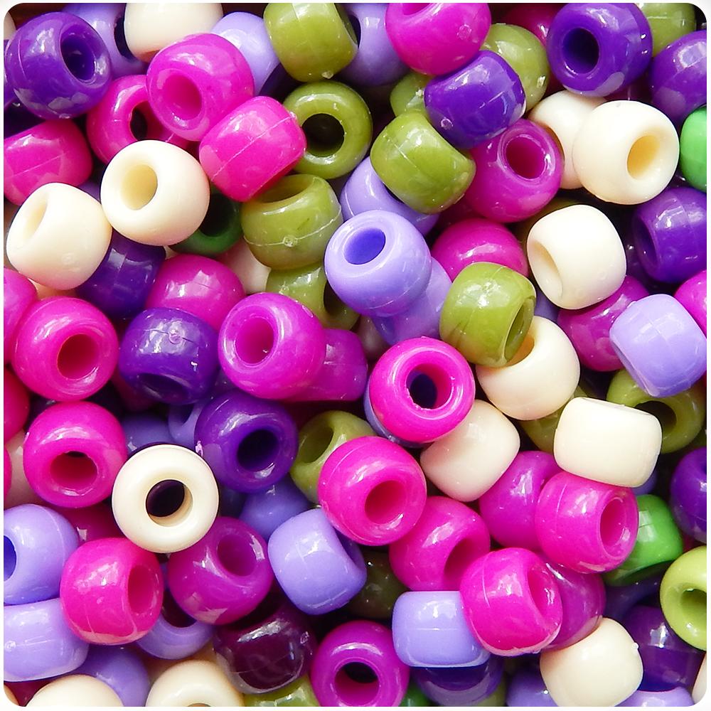 Mulberry Mix Opaque 9mm Barrel Pony Beads (100pcs)