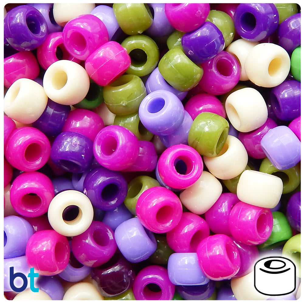 Mulberry Mix Opaque 9mm Barrel Pony Beads (500pcs)