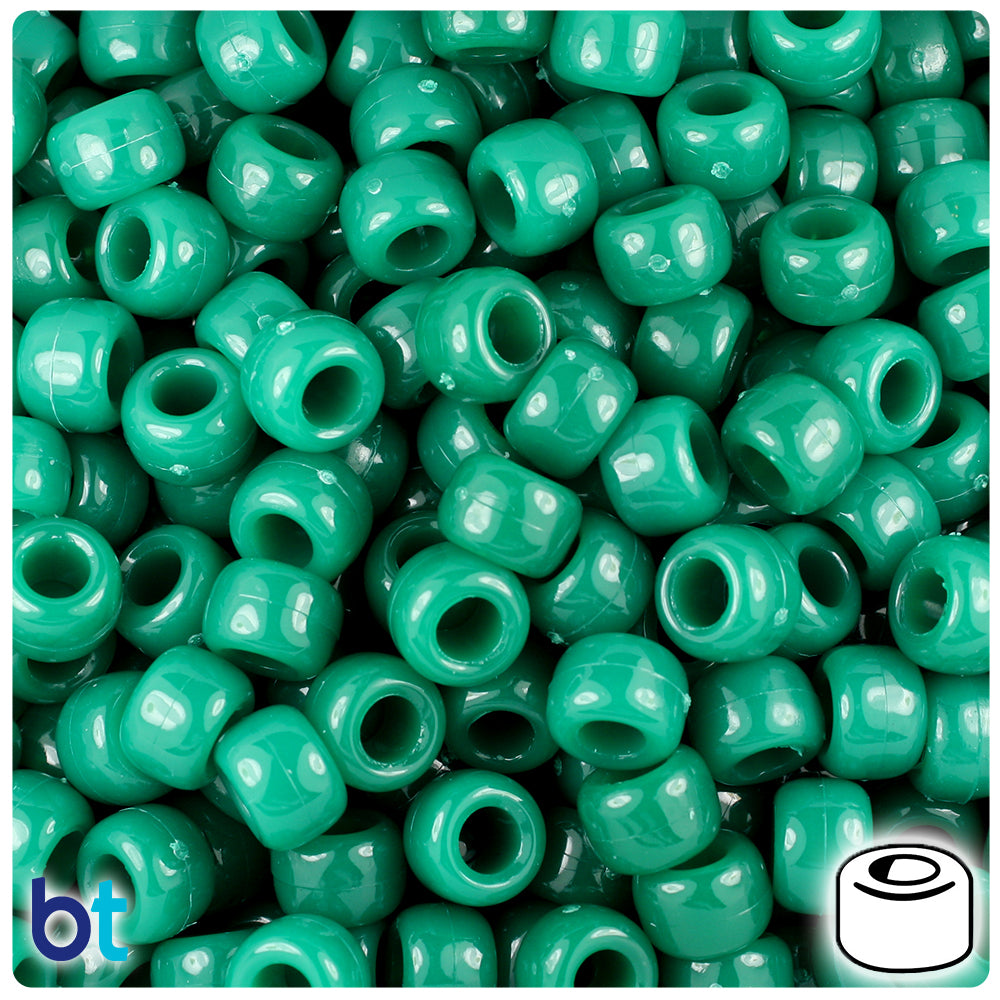 Turquoise Opaque Plastic Pony Beads 6 x 9mm, 500 beads