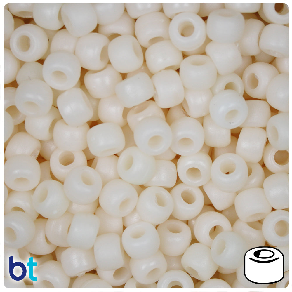 Dark Cream Matte 9mm Barrel Pony Beads (100pcs)