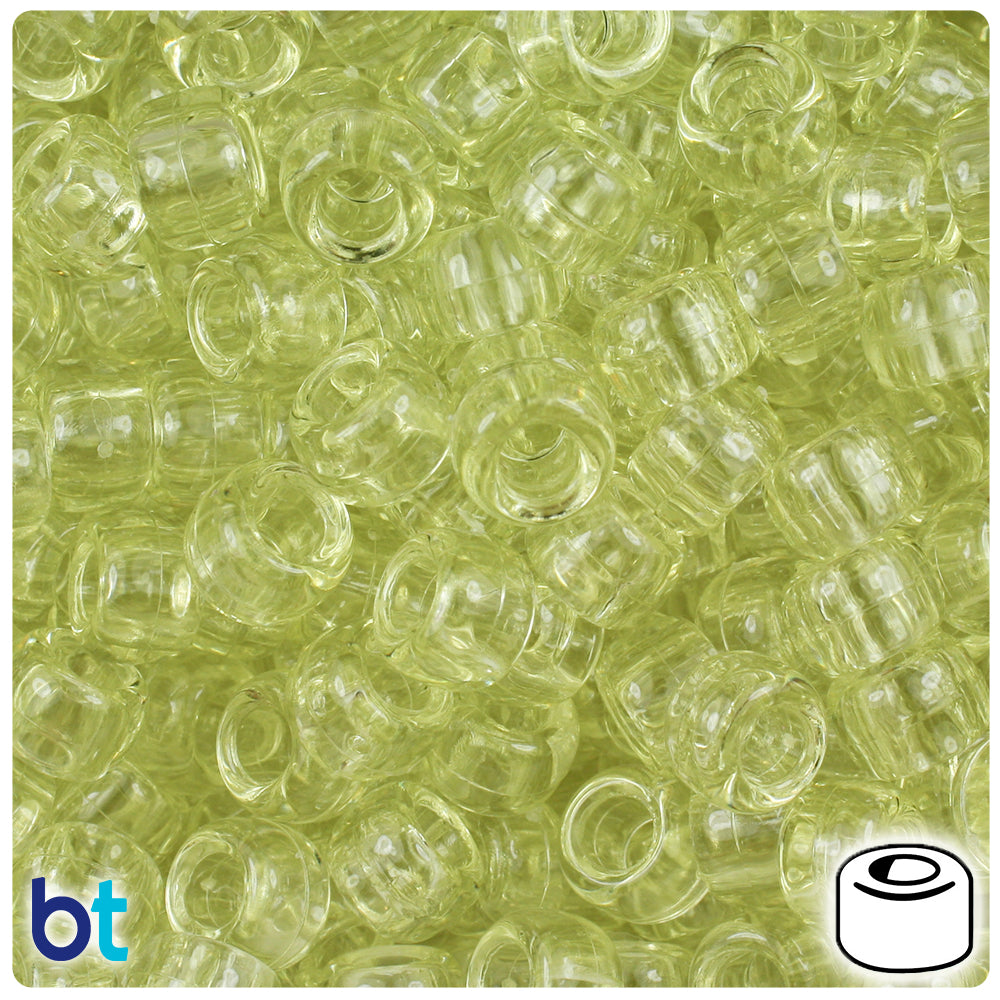 Pastel Yellow Transparent 9mm Barrel Pony Beads (500pcs)