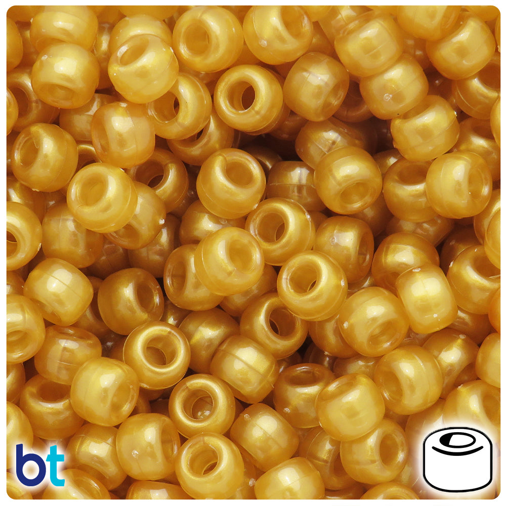 Light Bronze Pearl 9mm Barrel Pony Beads (500pcs)