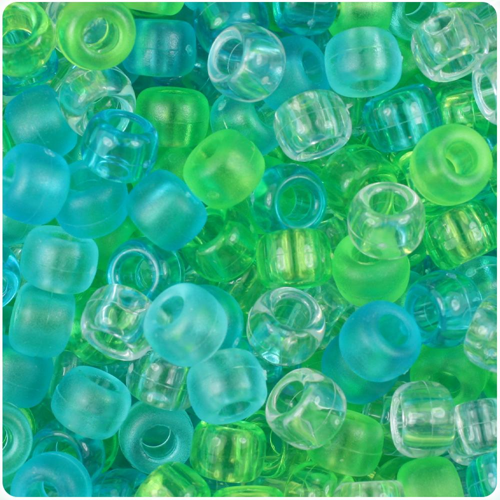 Seaglass Multi 9mm Barrel Pony Beads (100pcs)