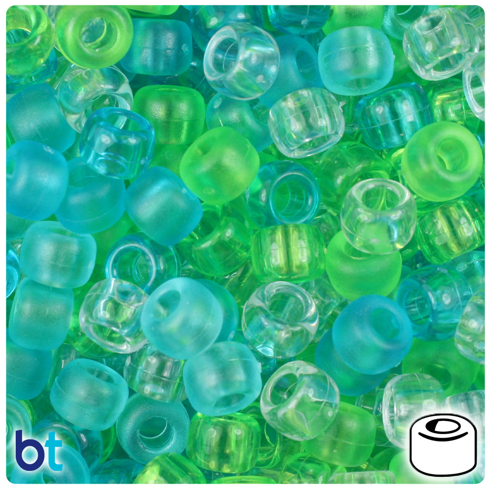 Seaglass Multi 9mm Barrel Pony Beads (500pcs)