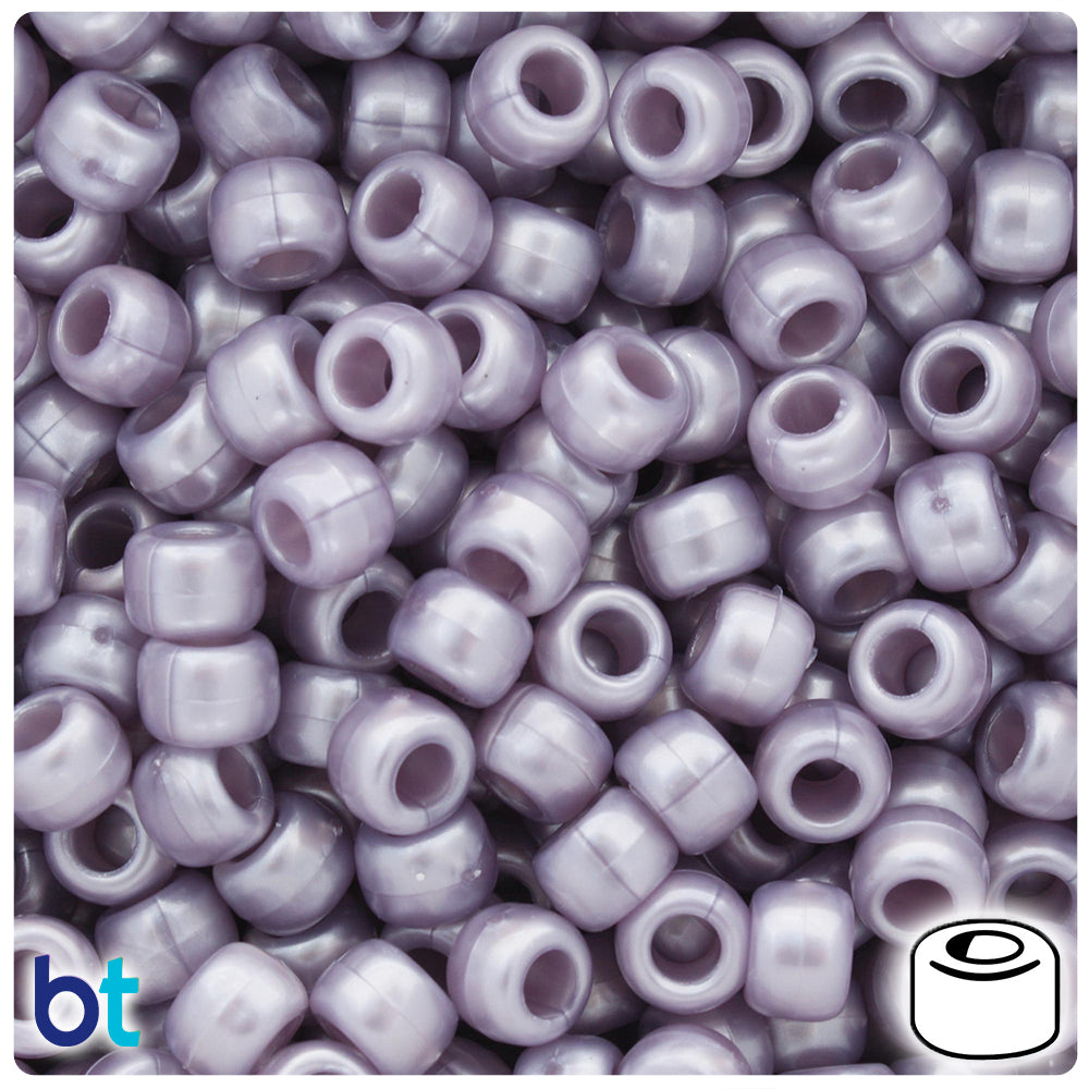 Medium Lavender Pearl 9mm Barrel Pony Beads (500pcs)