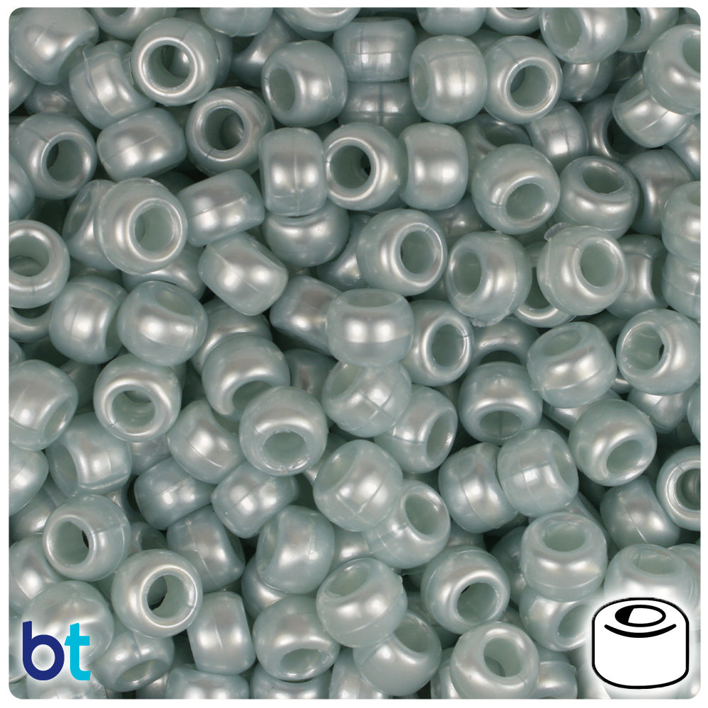 Azure Blue Pearl 9mm Barrel Pony Beads (500pcs)