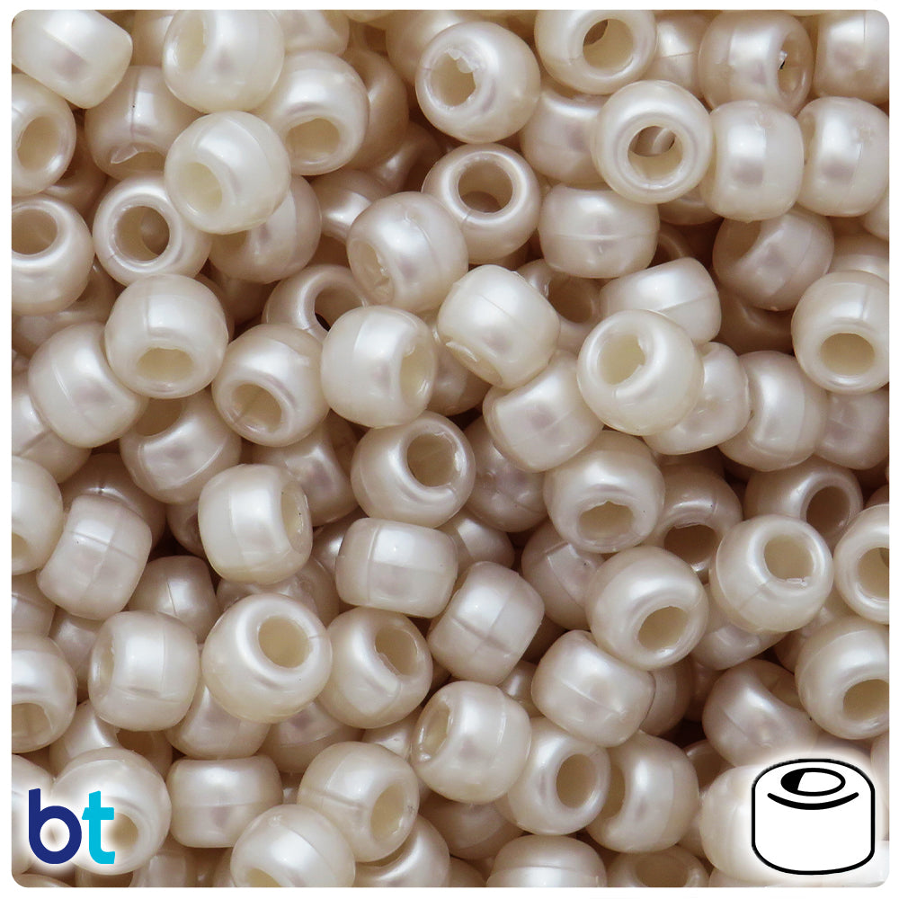 Dark Champagne Pearl 9mm Barrel Pony Beads (500pcs)