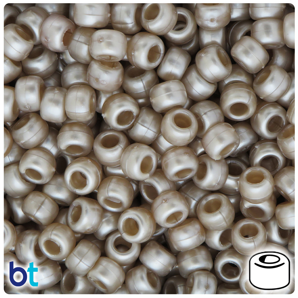 Medium Amber Pearl 9mm Barrel Pony Beads (500pcs)