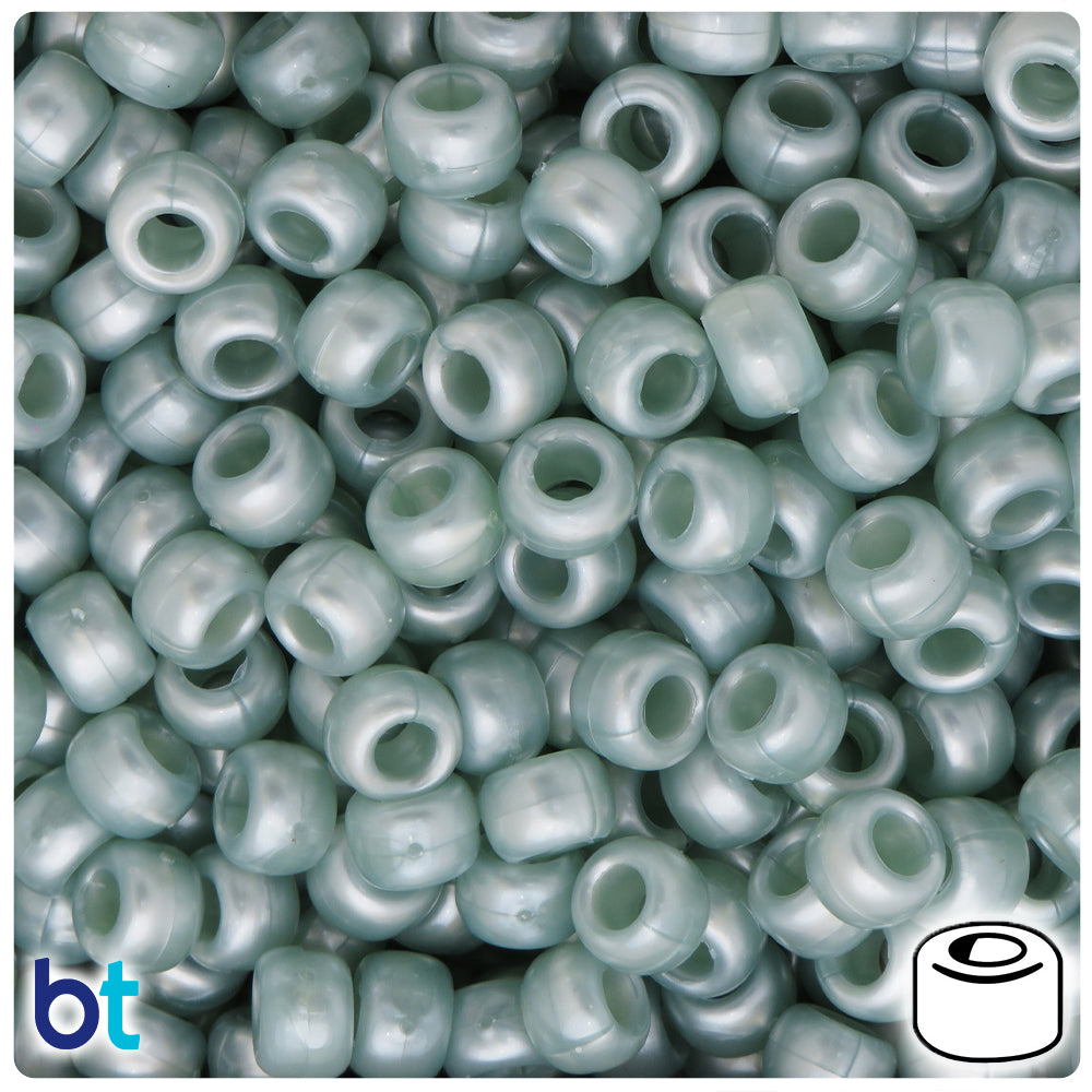 Dark Sea Foam Pearl 9mm Barrel Pony Beads (500pcs)