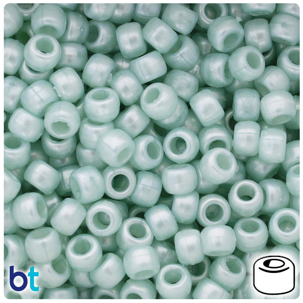 Light Caribbean Pearl 9mm Barrel Pony Beads (500pcs)