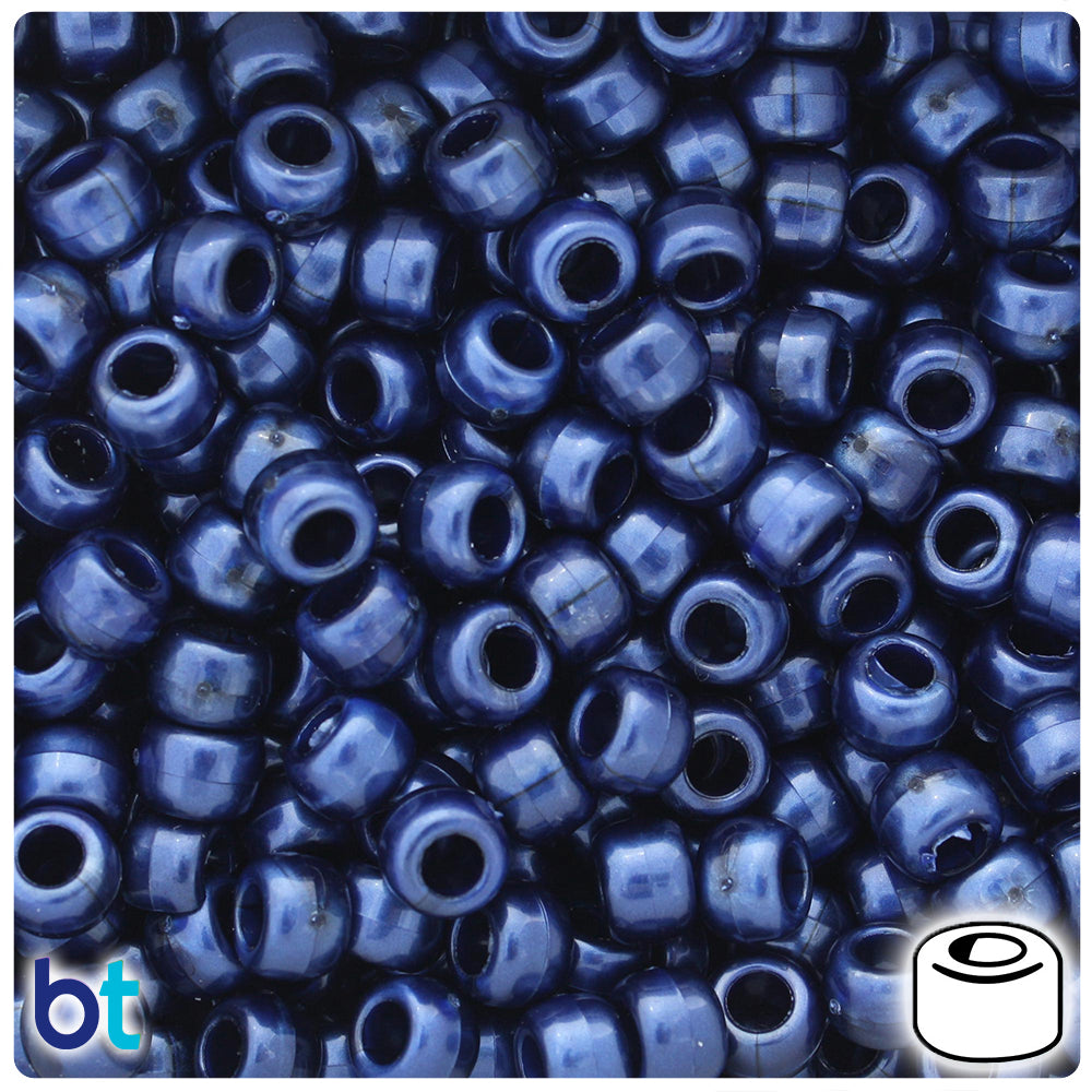 Dark Montana Blue Pearl 9mm Barrel Pony Beads (500pcs)