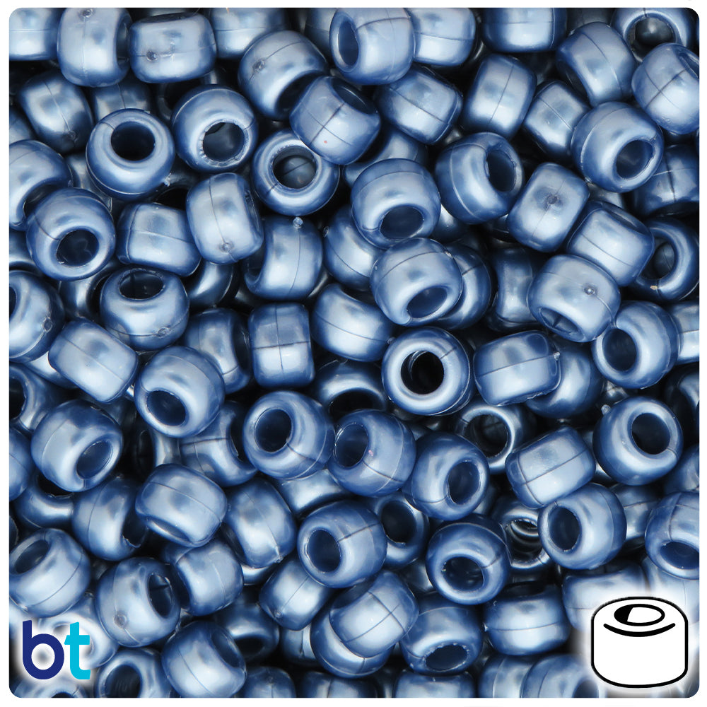Medium Montana Blue Pearl 9mm Barrel Pony Beads (500pcs)