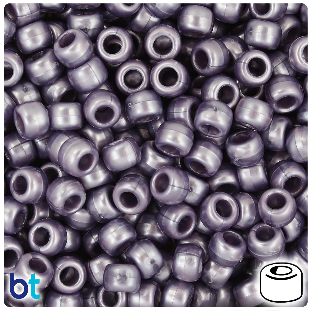 Dark Lavender Pearl 9mm Barrel Pony Beads (500pcs)