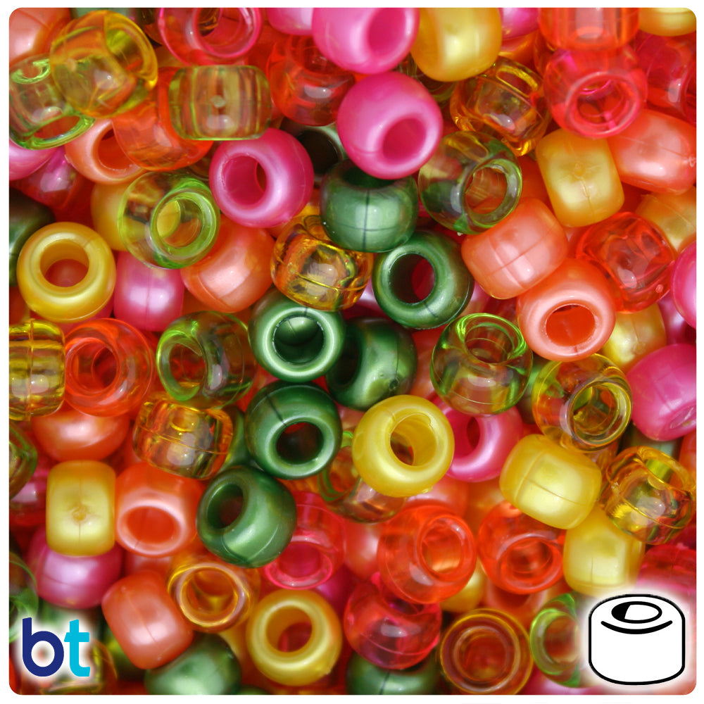 Fiesta Multi 9mm Barrel Pony Beads (500pcs)
