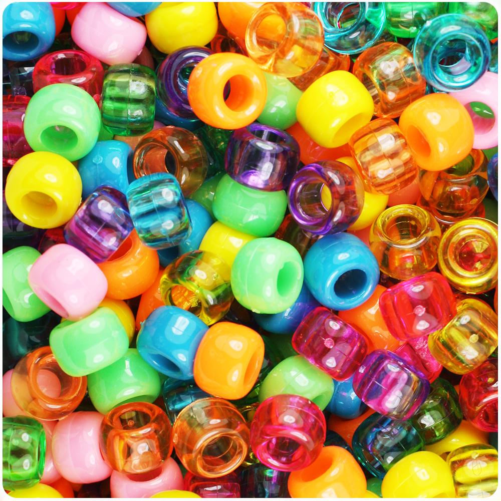Party Time Mix 9mm Barrel Pony Beads (100pcs)