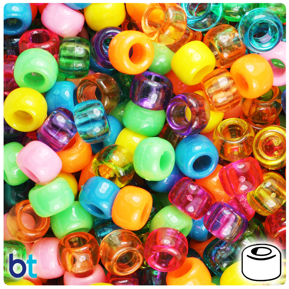 Party Time Mix 9mm Barrel Pony Beads (500pcs)
