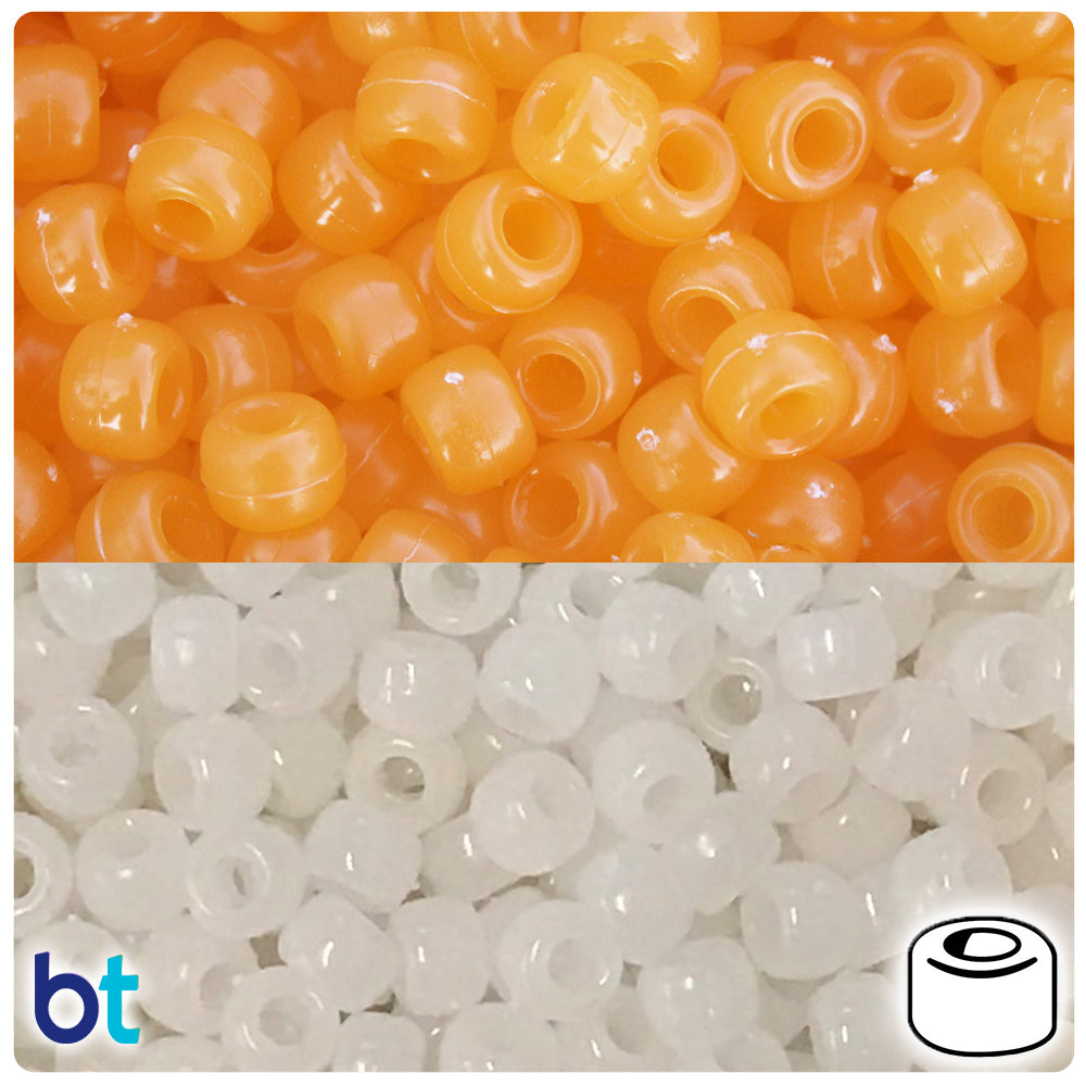 Orange Sunshine 9mm Barrel Pony Beads (200pcs)