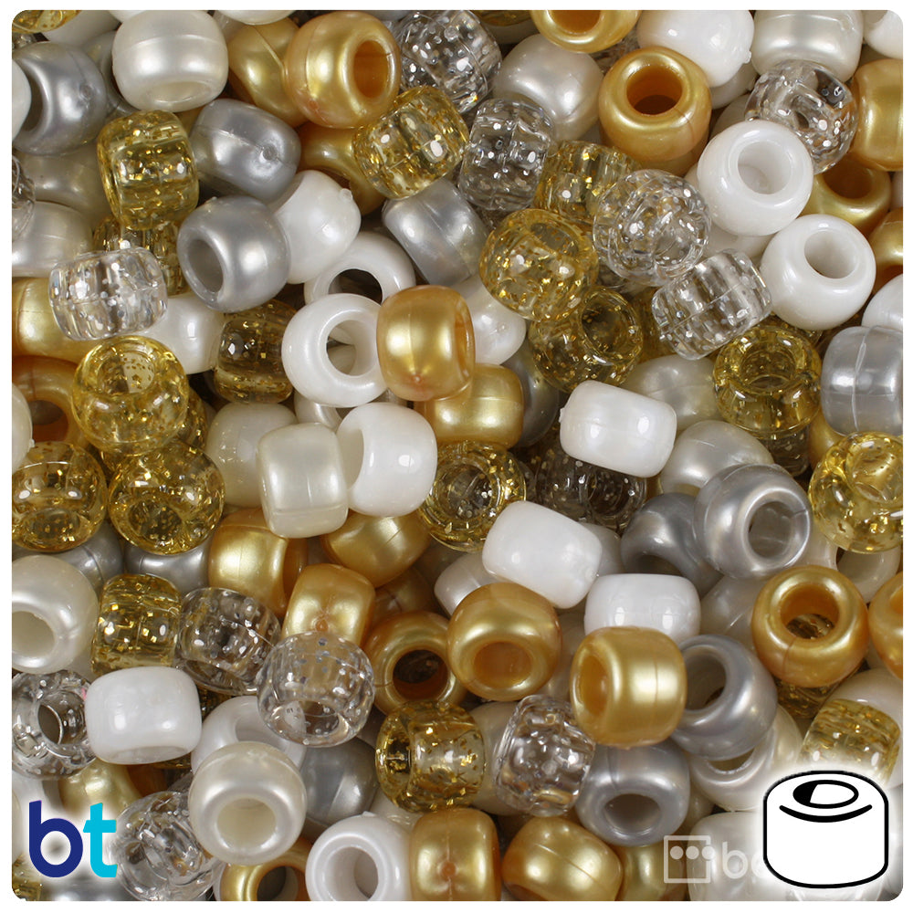 Gold Angel Multi 9mm Barrel Pony Beads (500pcs)