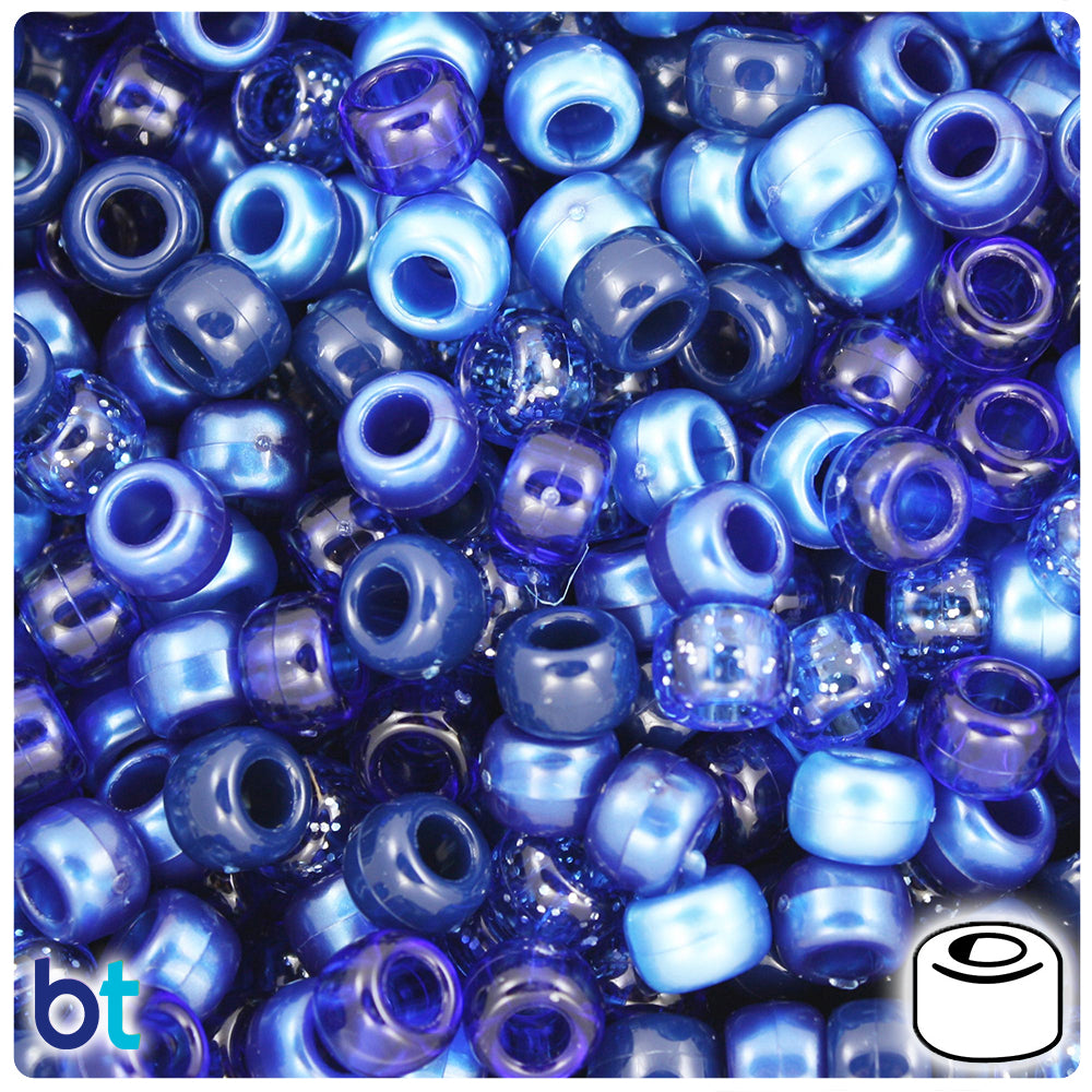 Dark Blue Mix 9mm Barrel Pony Beads (500pcs)