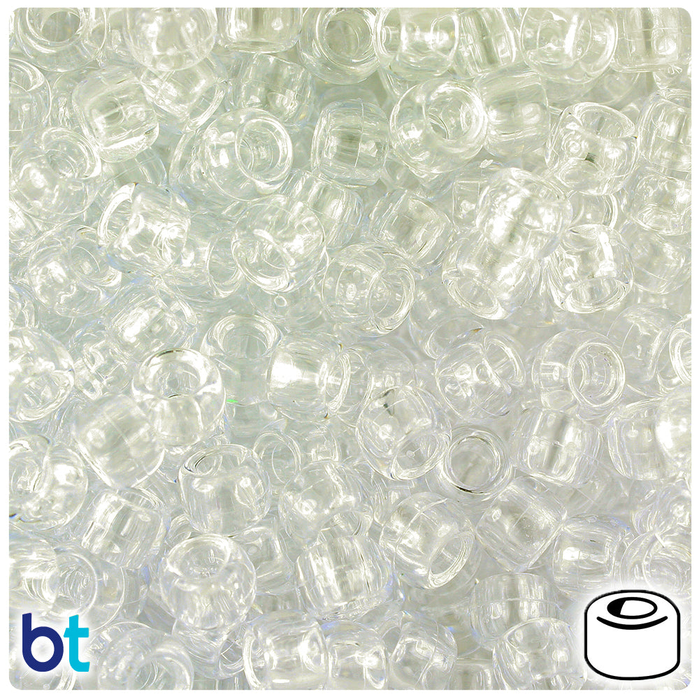 Pale Champagne Transparent 9mm Barrel Pony Beads (500pcs)