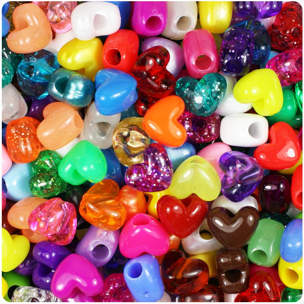 Randomly Mixed 12mm Heart (VH) Pony Beads (50pc)