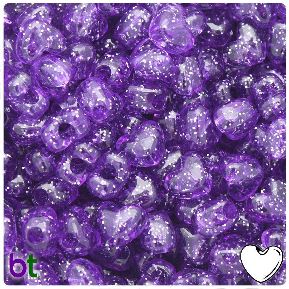 Amethyst Sparkle 12mm Heart (VH) Pony Beads (50pcs)