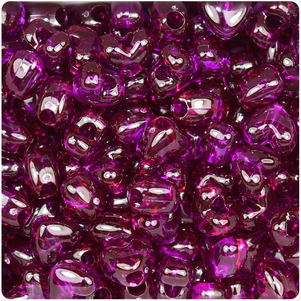 Dark Amethyst Transparent 12mm Heart (VH) Pony Beads (50pcs)