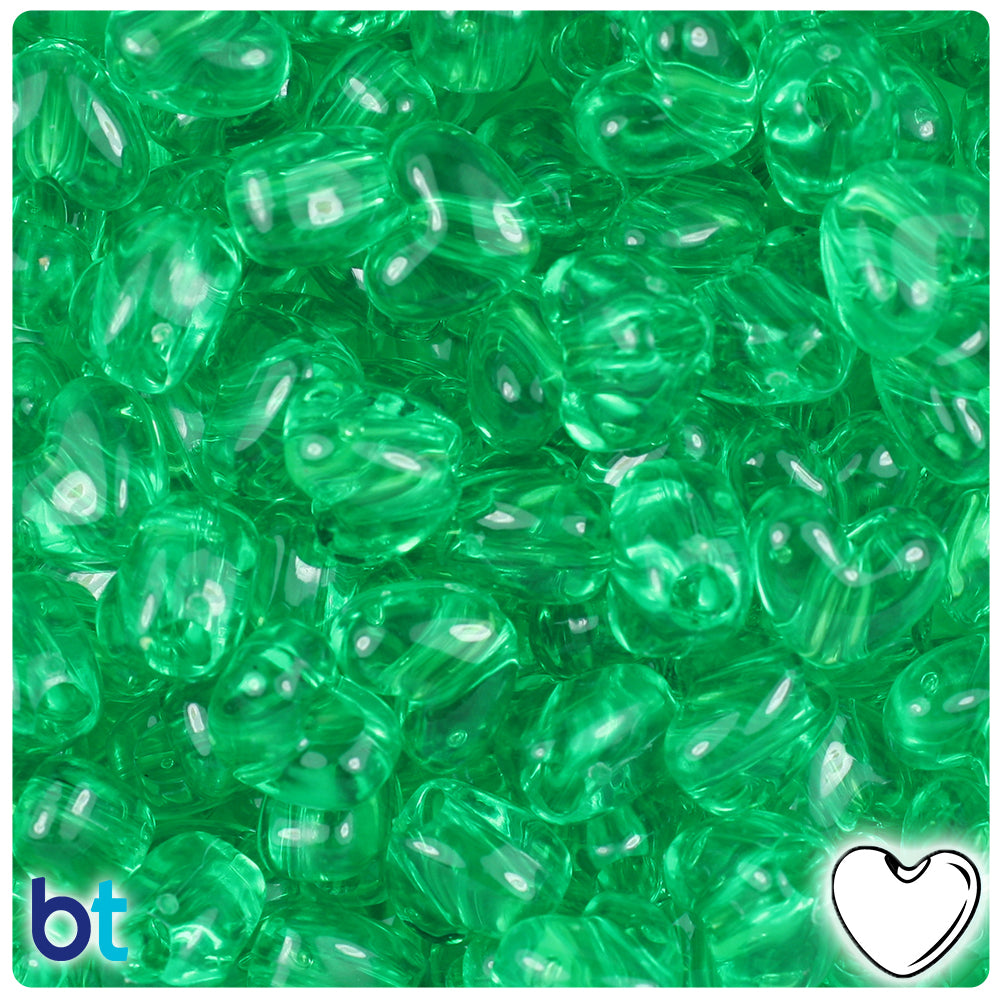 Mint Transparent 12mm Heart (VH) Pony Beads (250pcs)