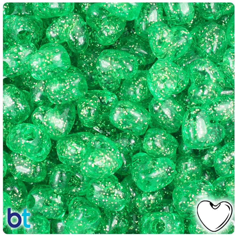 Mint Sparkle 12mm Heart (VH) Pony Beads (250pcs)