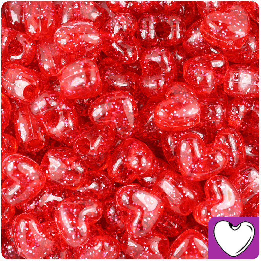 Wholesale Case 12mm Heart (VH) Pony Beads - Sparkle