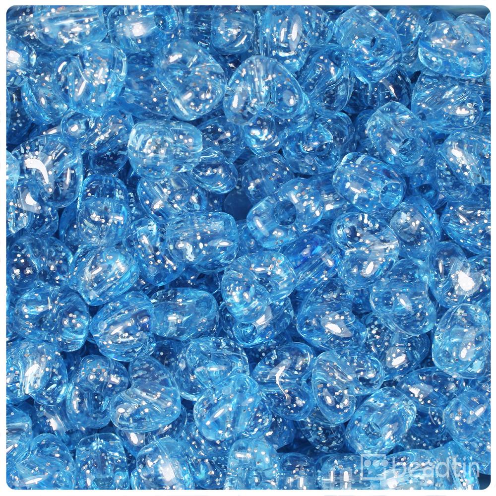 Light Sapphire Sparkle 12mm Heart (VH) Pony Beads (50pcs)