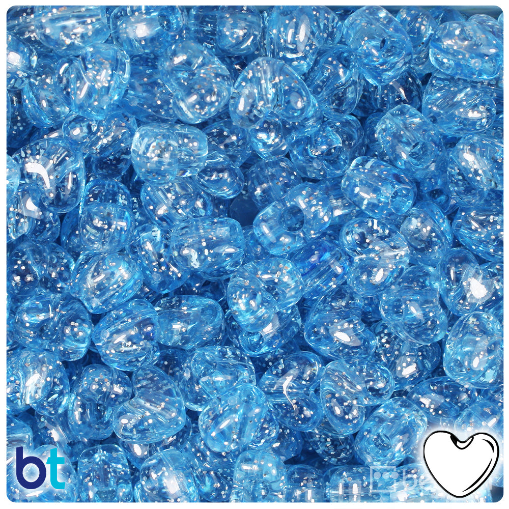 Light Sapphire Sparkle 12mm Heart (VH) Pony Beads (250pcs)