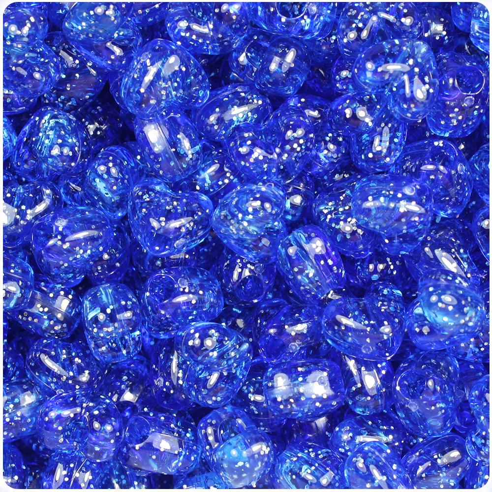 Dark Sapphire Sparkle 12mm Heart (VH) Pony Beads (50pcs)