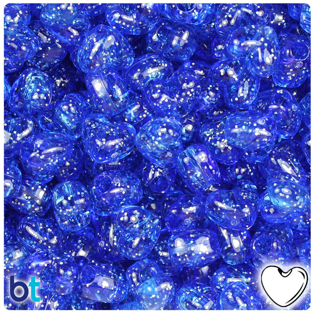 Dark Sapphire Sparkle 12mm Heart (VH) Pony Beads (250pcs)