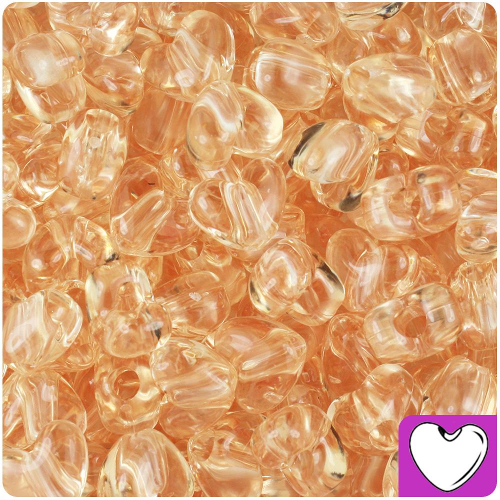 Champagne Transparent 12mm Heart (VH) Pony Beads (50pcs)