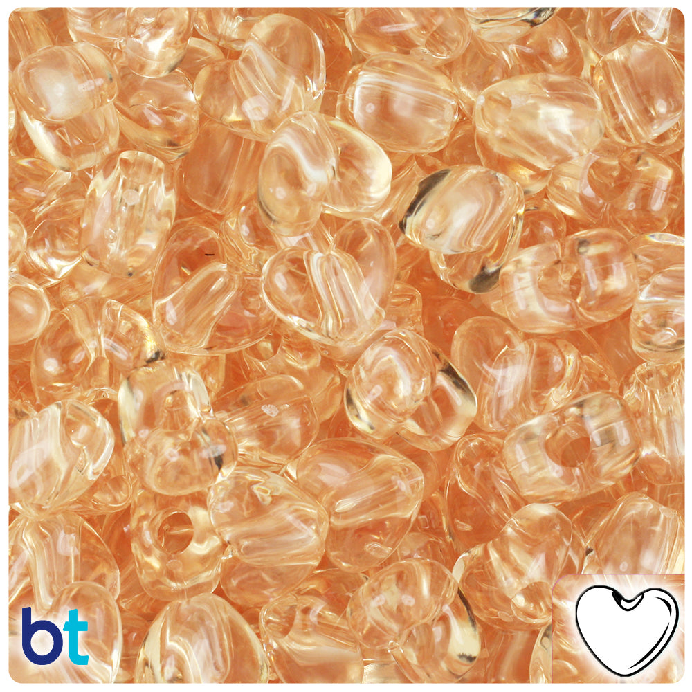 Champagne Transparent 12mm Heart (VH) Pony Beads (250pcs)