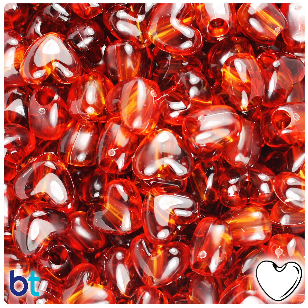 Tortoise Transparent 12mm Heart (VH) Pony Beads (250pcs)