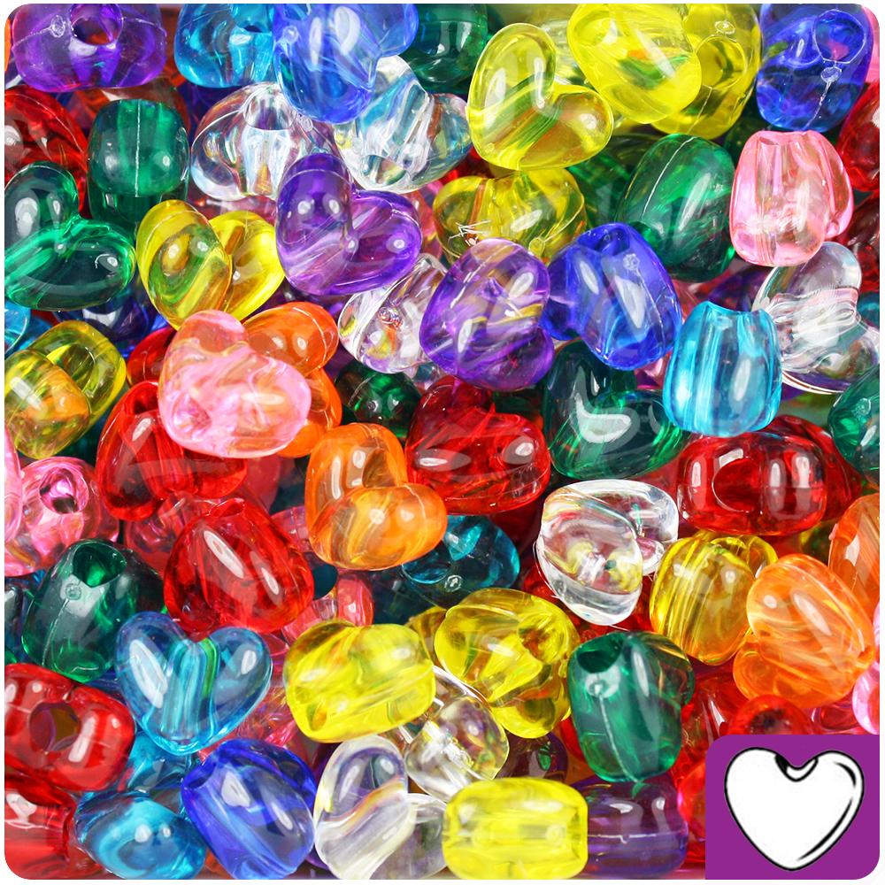 Transparent Mix 12mm Heart (VH) Pony Beads (50pcs)