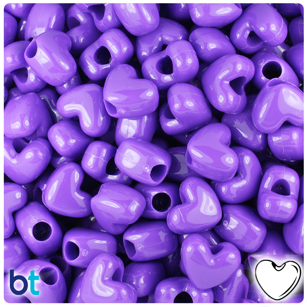 Dark Lilac Opaque 12mm Heart (VH) Pony Beads (250pcs)