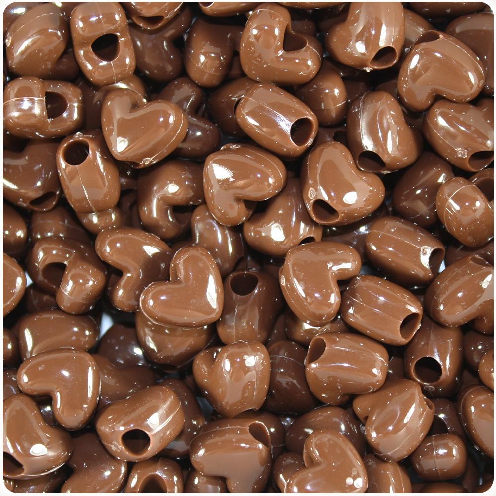 Chocolate Opaque 12mm Heart (VH) Pony Beads (50pcs)