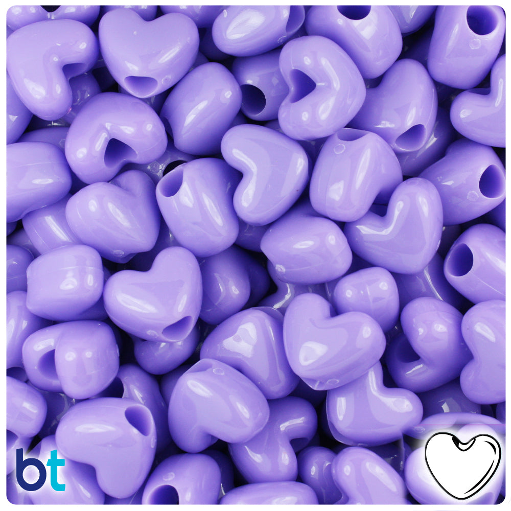 Lilac Opaque 12mm Heart (VH) Pony Beads (250pcs)
