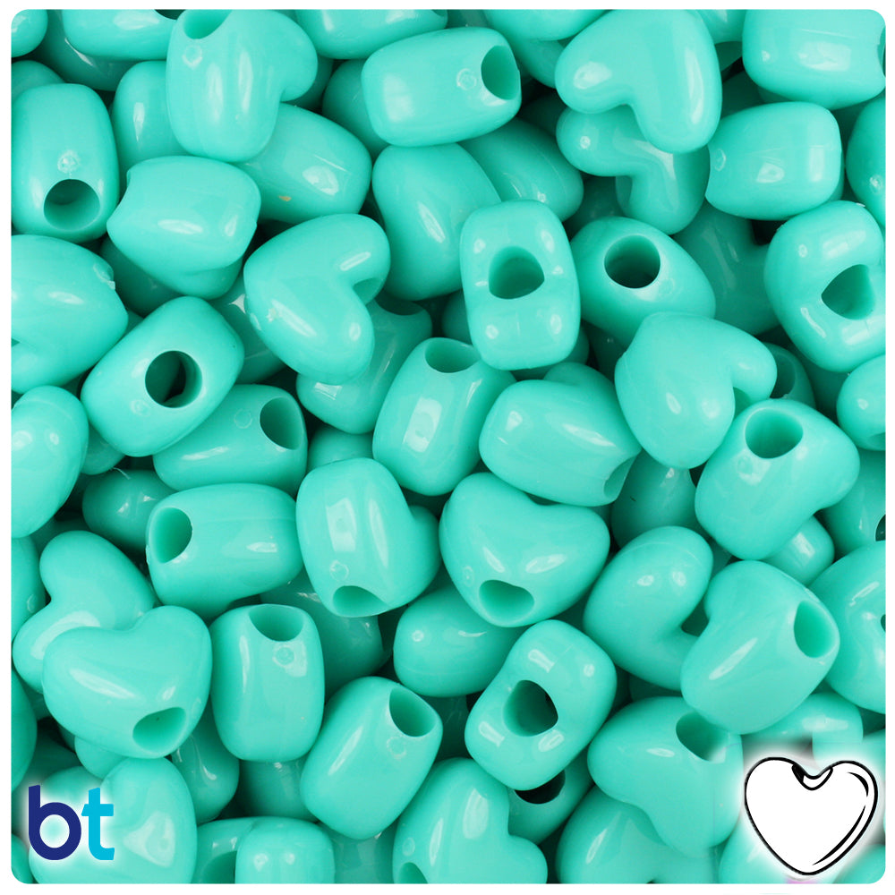 Light Turquoise Opaque 12mm Heart (VH) Pony Beads (250pcs)